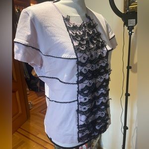 VDP  Italy women’s lace front appliqué top sweater sz 46 USA so 10